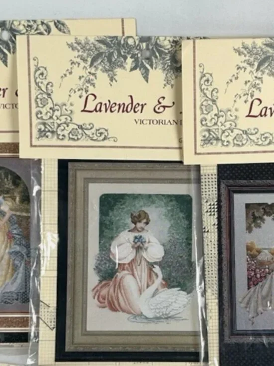 Lavender & Lace Lot Of 15 Cross Stitch Patterns Vtg Marilyn Leavitt Imblum
